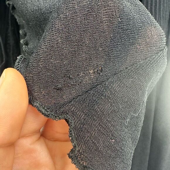 Black Vintage 90’s/Y2K Long Wide Sleeve Ruffle Cropped Ruched Blouse Size M - Picture 10 of 10